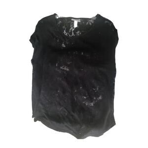 AVA &‎ VIV Women's Top Size 2X Lacy Floral design Semi-See Through Short Sleeve